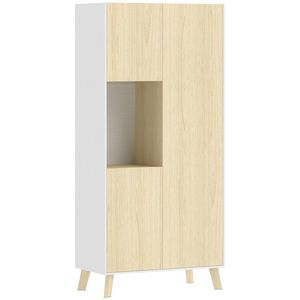 HOMCOM Dulap de bucătărie 170 cm, dulap modern cu compartiment deschis, polițe reglabile, aspect lemn natural | Aosom Romania imagine