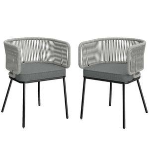 Outsunny Scaune de grădină 2 buc Polyrattan fotolii cu perne lavabile Picioare reglabile Cadru din oțel, rezistent la UV | Aosom Romania imagine