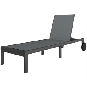 Outsunny Șezlong respirabil pentru grădină cu spătar reglabil în 6 poziții, roți, cadru din aluminiu | Aosom Romania imagine