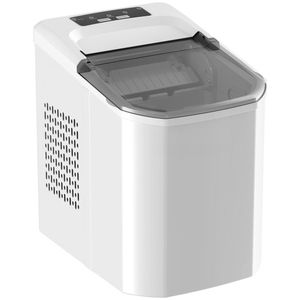 HOMCOM Mașină de Gheață cu Curățare Automată 12 kg/24H 9 Cuburi Gata în 7 Minute 2 Mărimi de Gheață 1, 5L Rezervor Alb | Aosom Romania imagine