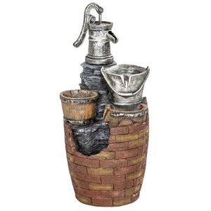 Outsunny Fântână 4 niveluri rustică, fântână de grădină cu iluminare LED, ghiveci pentru plante, pompă, reglabilă 34 x 31 x 76 cm | Aosom Romania imagine
