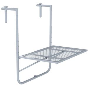 Outsunny Masă suspendată pentru balcon pliabilă, reglabilă în 4 trepte, din metal, rezistentă la intemperii, masă de terasă 60x40 cm Gri | Aosom Romania imagine