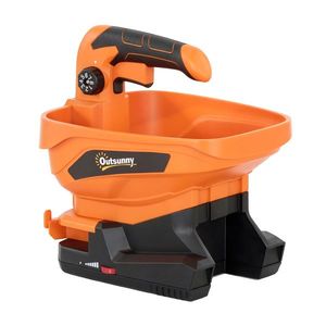 Outsunny Răspânditor Portabil 3, 3 L 8 Niveluri de Debit Lățime de Dispersie Reglabilă Port USB pentru Gazon Sare până la 800 m² Portocaliu | Aosom Romania imagine