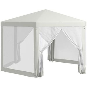 Outsunny Pavilion de Grădină Hexagonal cu Pereți din Plasă, 2 Uși și Picioare Reglabile, 3, 94x3, 94x2, 5 m, Alb Crem | Aosom Romania imagine