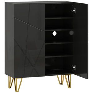 HOMCOM Dulap pentru pantofi cu 2 uși, raft pentru pantofi, depozitare pentru pantofi cu 3 rafturi reglabile 72 x 31, 5 x 95 cm, Negru | Aosom Romania imagine