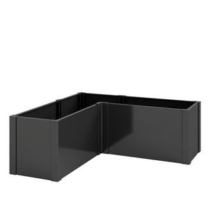 Outsunny Pat înălțat în formă de L pentru flori, rezistent la intemperii, pat de plantare/seră timpurie din oțel zincat 150 x 150 x 55 cm Negru | Aosom Romania imagine