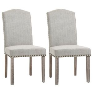 HOMCOM Set 2 Scaune Elegante pentru Living și Sufragerie, Stil Clasic, Gri Deschis, Confortabile | Aosom Romania imagine