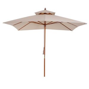 Outsunny Umbrelă de Soare Dublă pentru Grădină, Bambu și Poliester, Crem, 3x3m | Aosom Romania imagine