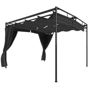 Outsunny Pergolă Pavilion 3x3m rezistent la apă Protecție solară cu acoperiș glisant reglabil Draperii, independent | Aosom Romania imagine