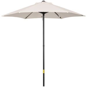Outsunny Umbrelă de Grădină Înclinabilă cu Orificii de Ventilație și 6 Spițe din Aluminiu, 2x2 m, Alb Crem | Aosom Romania imagine
