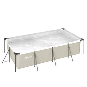 Outsunny Piscină Demontabilă Tubulară 394, 5x208, 3x80, 5 cm 6075 L cu Cadru Metalic Plasture de Reparare fără Pompă de Filtrare Gri | Aosom Romania imagine