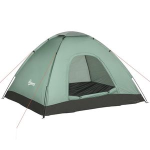 Outsunny Cort Iglu 2 Locuri Camping Ușă Fermoar Plasă Tantari Geantă Transport 206x185x120cm Verde | Aosom Romania imagine