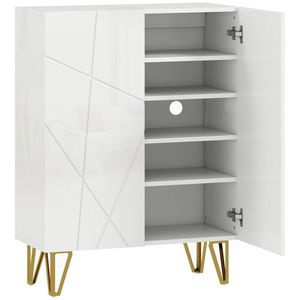 HOMCOM Dulap pentru încălțăminte cu 2 uși, raft pentru pantofi, depozitare cu 3 rafturi reglabile 72 x 31, 5 x 95 cm, Alb | Aosom Romania imagine