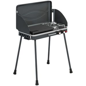 Outsunny Grătar barbecue compact cu arzător pentru camping | Aosom Romania imagine