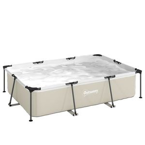 Outsunny Piscină Tubulară Dreptunghiulară cu Pompă de Filtrare 3701L din PVC cu 3 Straturi 316x238x66, 5cm Gri | Aosom Romania imagine