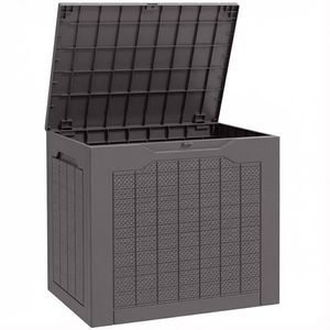 Outsunny Cufăr de depozitare exterior 93L cu mânere încastrate, cufăr de depozitare etanș 56 x 41 x 50 cm, maro | Aosom Romania imagine