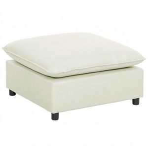 HOMCOM Taburet pentru picioare Ottoman din stofă modernă cu picioare din plastic pentru living și dormitor, 75 cm, crem | Aosom Romania imagine