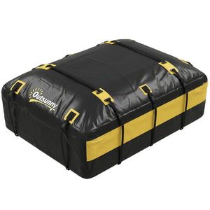Outsunny Husă portbagaj pentru acoperiș 594 L impermeabilă cu 6 chingi, saltea antiderapantă, cârlige pentru vehicule, galben | Aosom Romania imagine