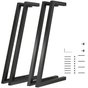 HOMCOM Set de 4 picioare pătrate industriale pentru masă pentru mobilă cu picioare reglabile 43x3x72 cm Negru | Aosom Romania imagine