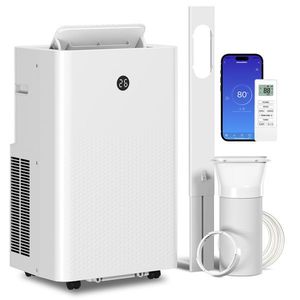 HOMCOM Aparat de aer condiționat portabil de 12.000 BTU, climatizator 4-în-1 cu control WiFi și vocal, răcire, dezumidificator, ventilator, mod somn | Aosom Romania imagine