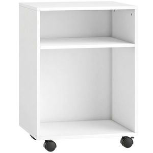 HOMCOM Suport pentru imprimantă Masă pentru imprimantă cu 2 rafturi deschise roți cu frână pentru birou Acasă Fax Scanner 40 x 35 x 56 cm Alb | Aosom Romania imagine