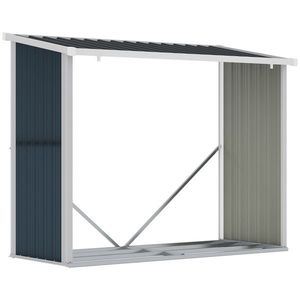 Outsunny Șopron pentru lemne din oțel galvanizat, adăpost depozitare bușteni cu acoperiș înclinat pentru grădină/terasă exterior 185x84x133, 5/148, 5 cm Gri | Aosom Romania imagine