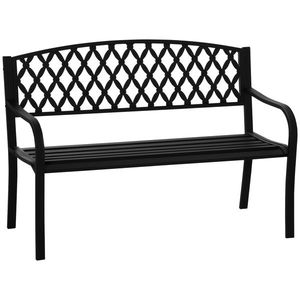 Outsunny Băncuță de Grădină pentru 2 Persoane, din Oțel și Fontă, Design Elegant, Rezistentă, Negru | Aosom Romania imagine