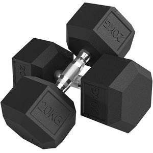 HOMCOM Set de Gantere de 2x20 kg, Set Greutăți Fitness cu Mâner Antialunecare, din Metal, pentru Antrenament Acasă și la Sală, Negru | Aosom Romania imagine