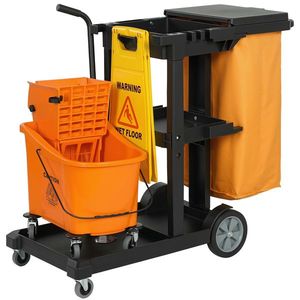 HOMCOM Cărucior multifuncțional cu sac pentru curățenie | Aosom Romania imagine