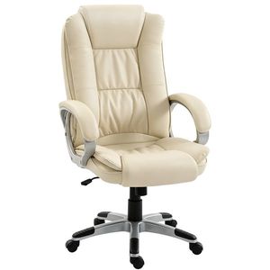 HOMCOM Scaun de Birou Rotativ din PU, Funcție Balansare, Spătar Înalt, Înălțime Reglabilă, Capacitate 120kg, Negru | Aosom Romania imagine