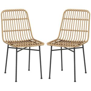 HOMCOM Set 2 Scaune pentru Bucătărie și Living Stil Boho, Scaune Moderne din PE Ratan și Oțel, 45x57x83 cm, Galben | Aosom Romania imagine