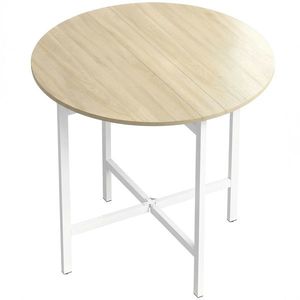 HOMCOM Masă pliabilă, masă rotundă pliabilă 80 cm cu cadru din oțel, loc pentru 2-4 persoane, aspect lemn natural | Aosom Romania imagine