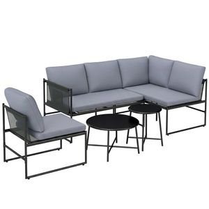 Outsunny Set lounge pentru grădină 4-5 persoane cu canapea 2 locuri, măsuță, scaun, perne groase lavabile | Aosom Romania imagine