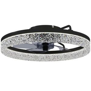 HOMCOM Ventilator de tavan cu lumină, ventilator LED de tavan dimabil cu telecomandă pentru dormitor și living, Negru | Aosom Romania imagine