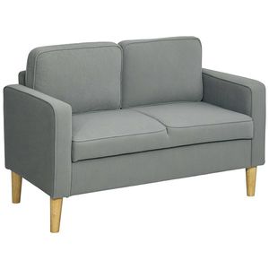 HOMCOM Canapea 2 locuri cu spațiu de depozitare și picioare solide din lemn, pentru living, dormitor, 117 x 63 x 79 cm, Gri deschis | Aosom Romania imagine