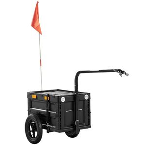 SPORTNOW Remorcă bicicletă, remorcă cargo 65L cu cutie pliabilă și capac, roți pneumatice cu eliberare rapidă | Aosom Romania imagine