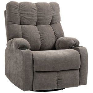 HOMCOM Fotoliu relax cu suport pentru picioare, fotoliu de odihnă, rotativ, până la 150 kg, cadru din oțel, 88x96x108cm, maro deschis | Aosom Romania imagine