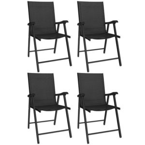 Outsunny Set de 4 scaune de grădină pliabile Structură oțel robustă fără asamblare Spătar înalt ergonomic 58x62x97cm Negru | Aosom Romania imagine