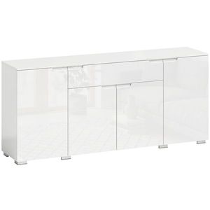 HOMCOM Sideboard lucios, bufet modern cu 4 uși și rafturi reglabile, dulap de bucătărie cu Soft-Close, alb | Aosom Romania imagine