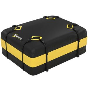 Outsunny Cutie portbagaj impermeabilă 425 L pentru acoperișuri auto cu/fără suport, cutie pentru bagaje cu 8 chingi întărite, cârlige pentru uși, galben | Aosom Romania imagine
