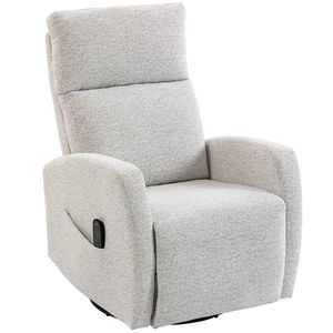 HOMCOM Fotoliu reclinabil de masaj cu încălzire, fotoliu de relaxare din chenille, spătar reglabil, rotativ 360°, crem | Aosom Romania imagine