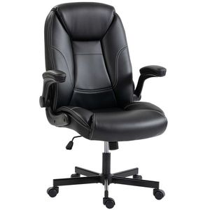HOMCOM Scaun birou ergonomic fotoliu brațe rabatabile înălțime reglabilă funcție balans negru | Aosom Romania imagine
