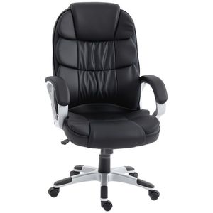 HOMCOM Scaun Birou Ergonomic Rotativ din Piele PU, Funcție Legănare, Înălțime Reglabilă, Capacitate 120kg, Negru | Aosom Romania imagine