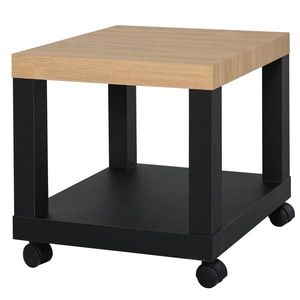 HOMCOM Masă auxiliară rulantă, masă de cafea modernă cu poliță deschisă, 40 x 40 x 40 cm, lemn natural & negru | Aosom Romania imagine