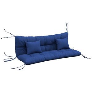 Outsunny Set 4 perne de șezut, 150x50 cm rezistente la apă, perne scaun cu benzi de prindere, 10cm grosime, Marine | Aosom Romania imagine