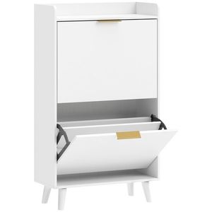 HOMCOM Dulap pentru pantofi 12 perechi, dulap îngust cu 2 sertare rabatabile, etajere reglabile, alb | Aosom Romania imagine
