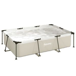 Outsunny Piscină demontabilă tubulară 316x238x66, 5 cm 3700 L cu cadru metalic, plasture de reparare, fără filtru, gri | Aosom Romania imagine