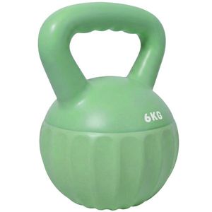 SPORTNOW Kettlebell 6 kg, umplută cu nisip, pentru începători – antrenament de forță acasă, 17 x 17 x 23 cm, Verde | Aosom Romania imagine