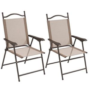 Outsunny Set de 2 scaune pliabile, Scaune pentru gradina cu cotiera, sezut cu tesatura din plasa care permite trecerea aerului | Aosom Romania imagine