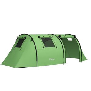 Outsunny Cort de camping pentru 3-4 persoane, stabil, impermeabil, cort familial cu dormitor și zonă de zi, rezistență la apă 3000 mm, Verde închis | Aosom Romania imagine